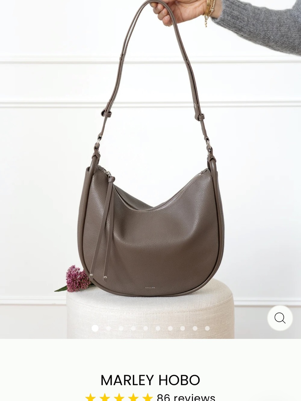 AALLYN hardly worn Marley Hobo Shoulder Bag in Taupe (wood berry)